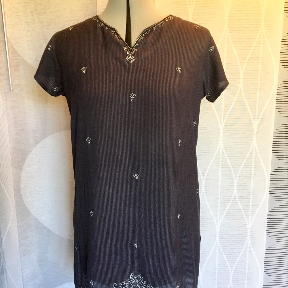 Short navy embroidered coverup